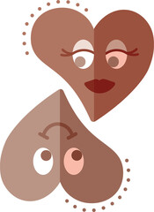 Digital png illustration of two brown hearts on transparent background