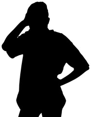 Digital png silhouette of man holding head on transparent background