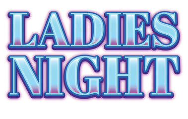 Digital png illustration of blue ladies night text on transparent background