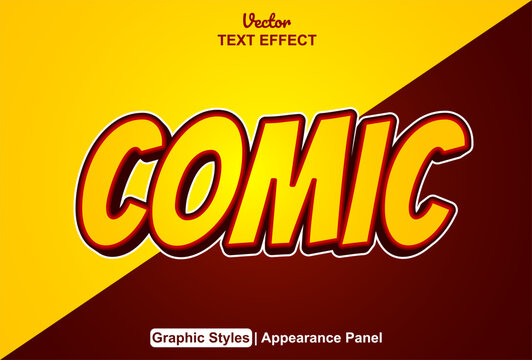 comic text effect with orange graphic style and editable.