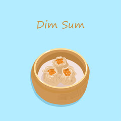 Vector illustration of three dim sum pieces on a blue background 