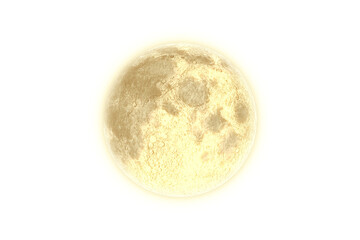 Digital png illustration of beige glowing moon on transparent background