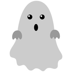 Cute Baby Ghost Kawaii Chibi Cartoon Style. Design Illustration Element for Decoration or Ornament in Artwork or Halloween Festival