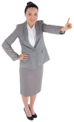 Deurstickers Aziatische plekken Digital png photo of happy asian businesswoman standing on transparent background