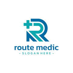 Fototapeta premium Letter R medical arrow logo design vector.
