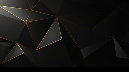 4k Luxury collection. Black background with golden polygonal moving shapes. Beautiful dark elegant backdrop. Digital seamless BG. Digital grey wallpaper. Generative AI
