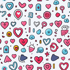 Simple love handdrawn doodle seamless pattern