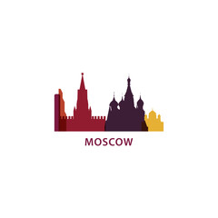 Obraz premium Russia Moscow city cityscape skyline capital panorama vector flat modern logo icon. Russian town emblem idea with landmarks and building silhouettes