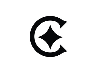 letter C with a star logo design