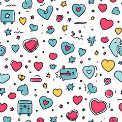 Simple love handdrawn doodle seamless pattern
