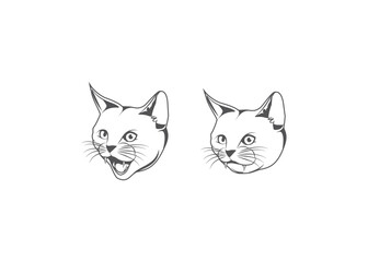 Cat head icon Simple graphics, isolated white background.