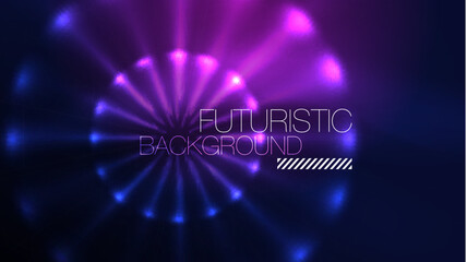 Circles with bright neon shiny light effects, abstract background wallpaper design