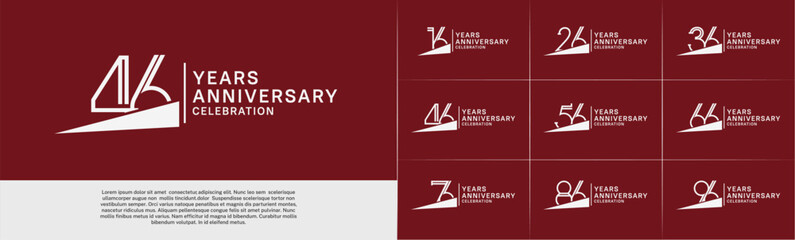 set of anniversary logotype white color with white ribbon for special celebration event