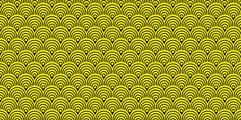 simple yellow black wavy pattern in traditional japanese style