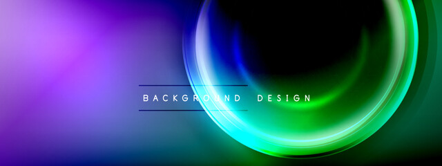 Circles lines and bubbles on bright glowing effect gradient with light and shadow effects. Dynamic interplay of light, shadow and depth. Futuristic and rhythmic technology design
