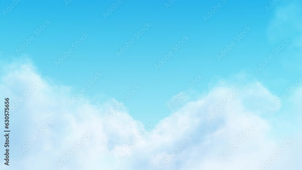 Wall mural passing soft cloud on blue sky. 3d rendering. passing clouds on blue sky background.
