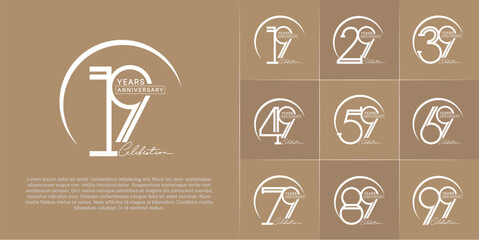 set of anniversary logotype white color with handwriting for special celebration event