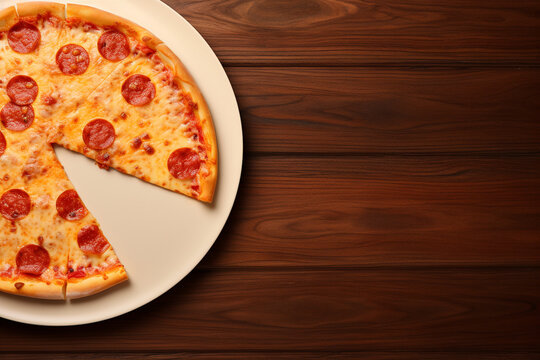 a slice of pizza on a plate placed on the table