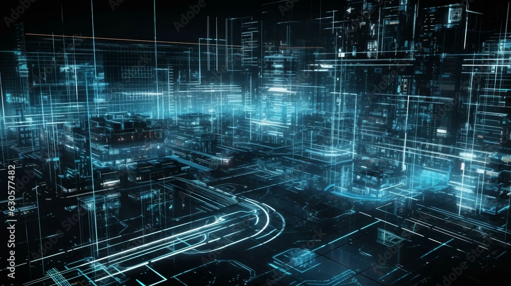 Poster computer futuristic boards with microchips energy chips and transistors on high tech computer abstra