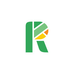simple initial letter R logo with tree shape concept
