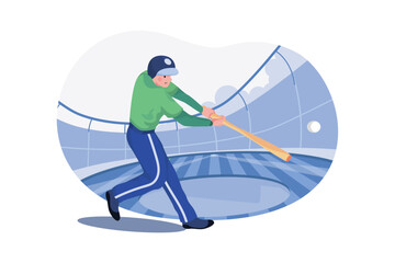 Baseball player character Illustration concept on white background