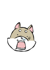 わんこと吹き出しとお花
