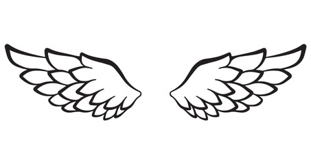 Obraz premium Hand drawn Angel wings line art 