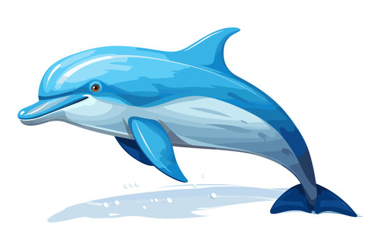 dolphin vector art still life painting flat illustration