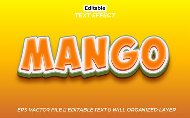 Free vector editable Mango text effect, 3d text effect	
