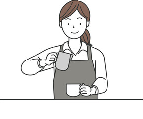 カフェで働く若い女性店員