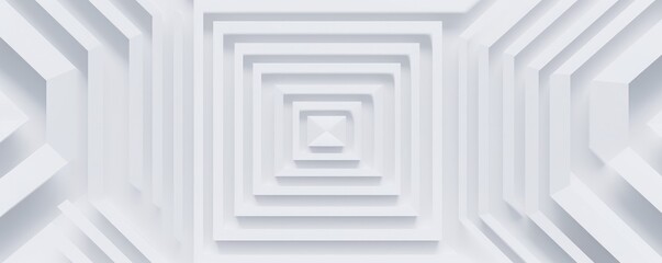 White abstract geometric background with soft shadow BG. 3d labyrinth. Minimalist empty triangular, diamond, square backdrop. Neumorphism ui style. Blank creative halftone monochrome, Generative AI