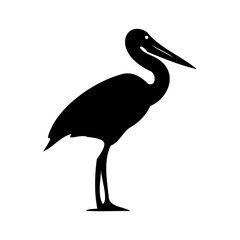 Heron line icon. Jug, stork, nestling, swamp, frog, beak, legs, crane. Black vector icons on a white background for Business