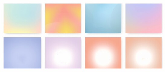 Set of trendy blur gradient illustration for positive happy quote and motivational quote. Vintage y2k pastel color banner collection for social media post. Minimalist blurred abstract, Generative AI - obrazy, fototapety, plakaty