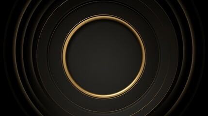Black golden luxury circular seamless looped animated background. 3d circle rings minimal design for presentation, event party text backdrop. Black, Generative AI