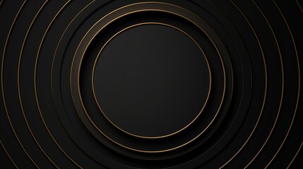 Black golden luxury circular seamless looped animated background. 3d circle rings minimal design for presentation, event party text backdrop. Black, Generative AI - obrazy, fototapety, plakaty