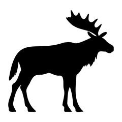 Moose line icon. Horns, forest, deer, salt, animal, hooves, hunting, beast, autumn, grass. Black vector icons on a white background for Business