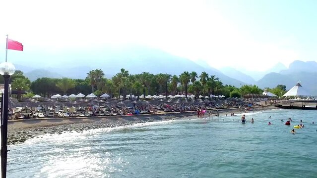 very beautiful beach in Beldibi ( kemer) with a mountain in the background