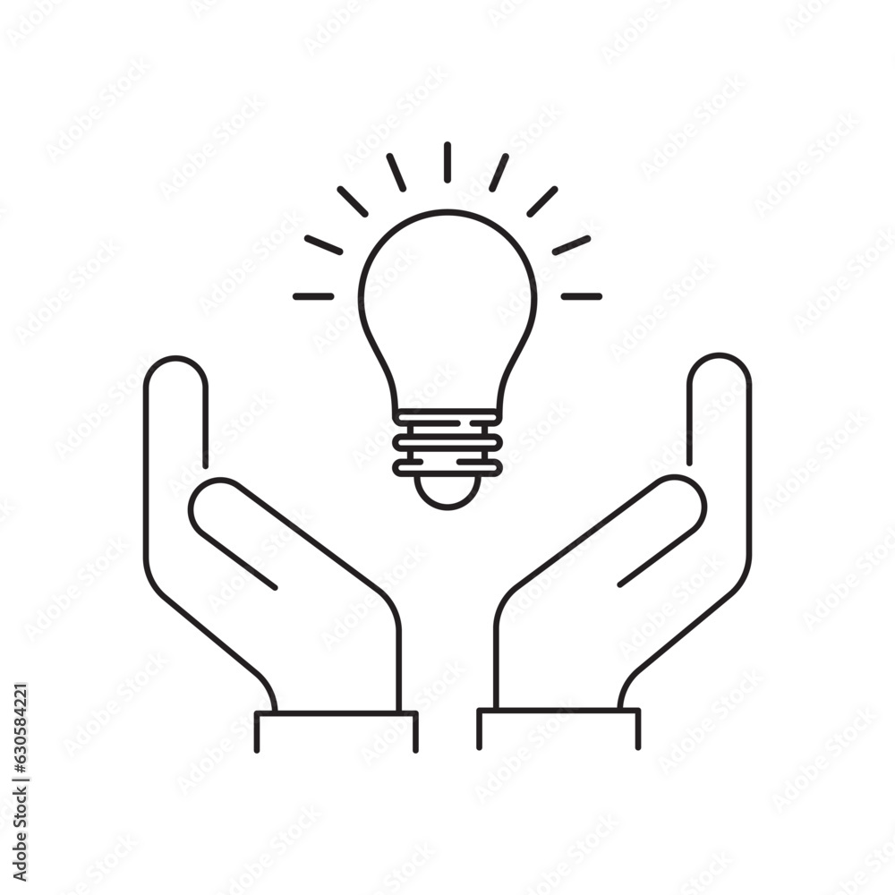 Poster good solution icon with two thin line hands. linear trend modern simple lineart knowledge logotype s