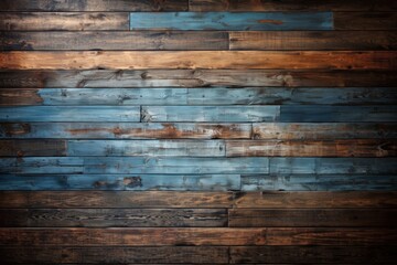 板張りで古びた青いペンキの木壁：AI作品
 - obrazy, fototapety, plakaty