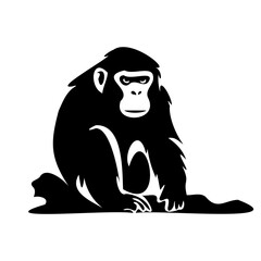 Chimpanzee line icon. Monkey, animal, gorilla, circus, jungle, macaque, zoo, banana. Black vector icons on a white background for Business