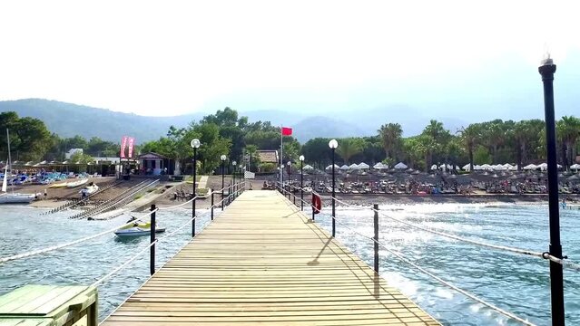 very beautiful beach in Beldibi ( kemer) with a mountain in the background