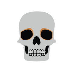Vector illustration of human skull, death or dead flat icon for games and websites