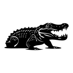 Crocodile line icon. Tail, skin, alligator, teeth, nile, reptile, mouth, predator, animal. Black vector icons on a white background for Business