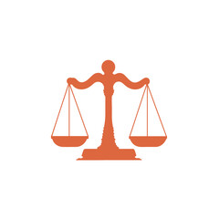 Scales of justice. Balance and justice, symbol of law and judgment, punishment and truth, law concept. Vector icon 