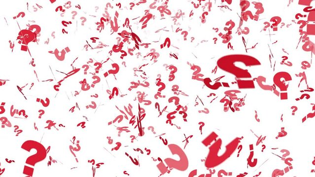 Falling question marks on white background