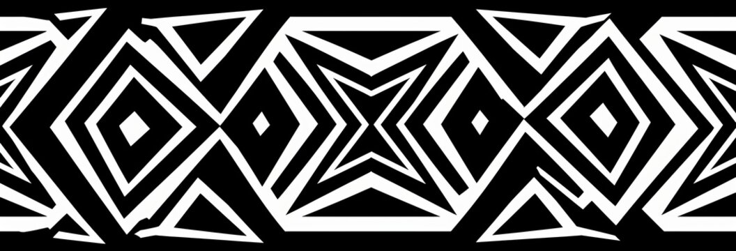 White and black geometric lines. Minimalist art for boho, nordic, scandinavian, aztec decor. Simple seamless modern pattern. Ornament textiles. Vector, Generative AI