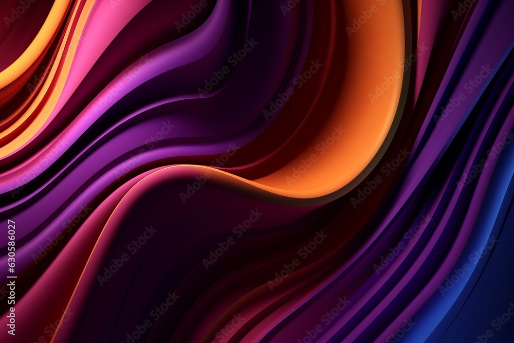Poster colorful seamless abstract wave in the dark background with copy space, generative ai