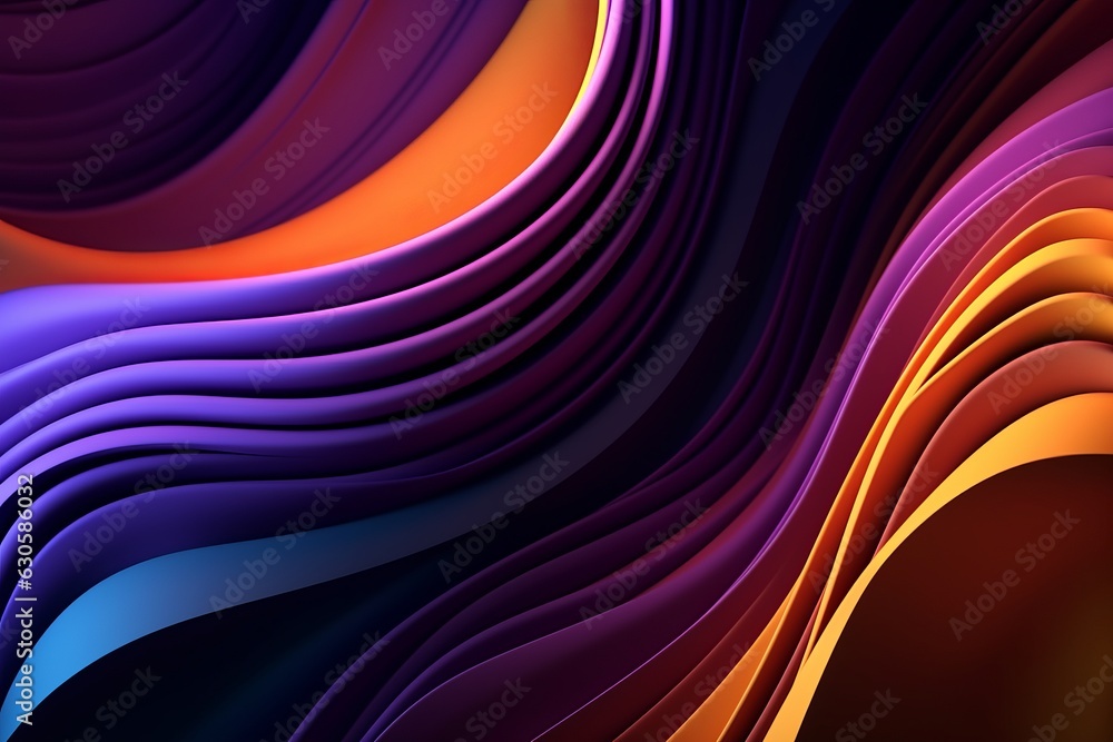Poster colorful seamless abstract wave in the dark background with copy space, generative ai