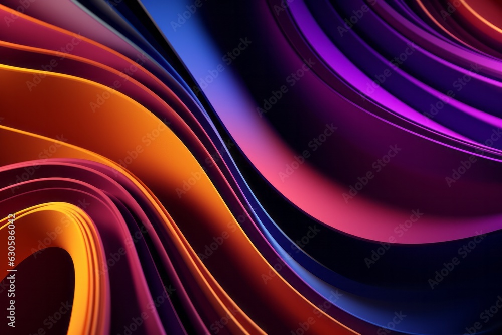 Poster colorful seamless abstract wave in the dark background with copy space, generative ai