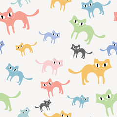 Seamless Pattern cat pastel color for background